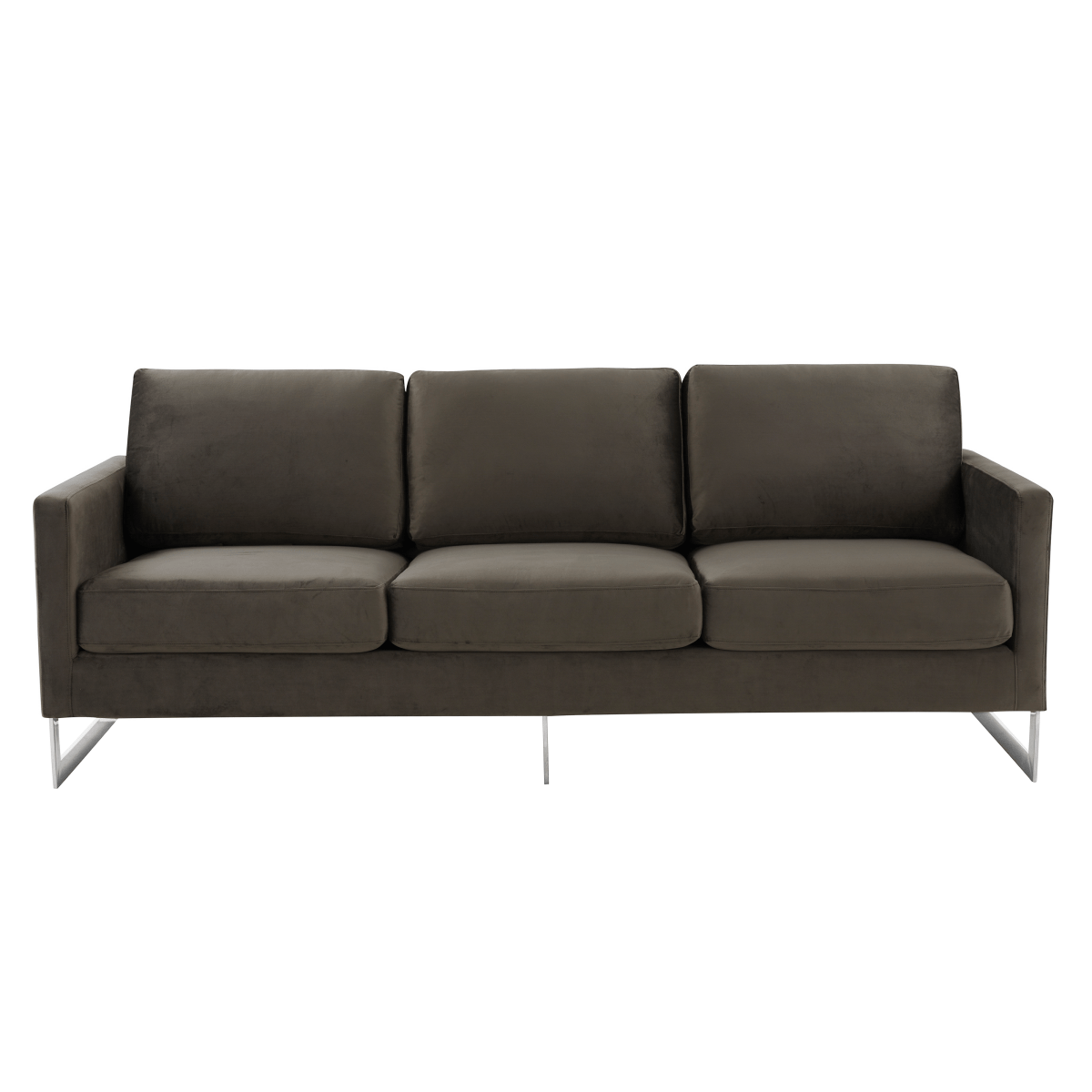 Lincoln 3 - Seater Sofa Upholstered in Velvet/Leather with Black/Silver/Gold Steel Base