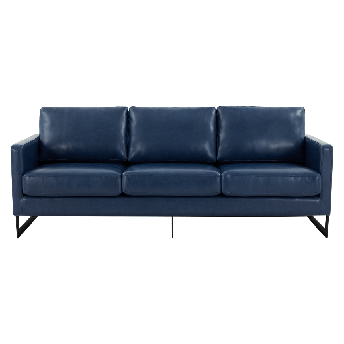 Lincoln 3 - Seater Sofa Upholstered in Velvet/Leather with Black/Silver/Gold Steel Base