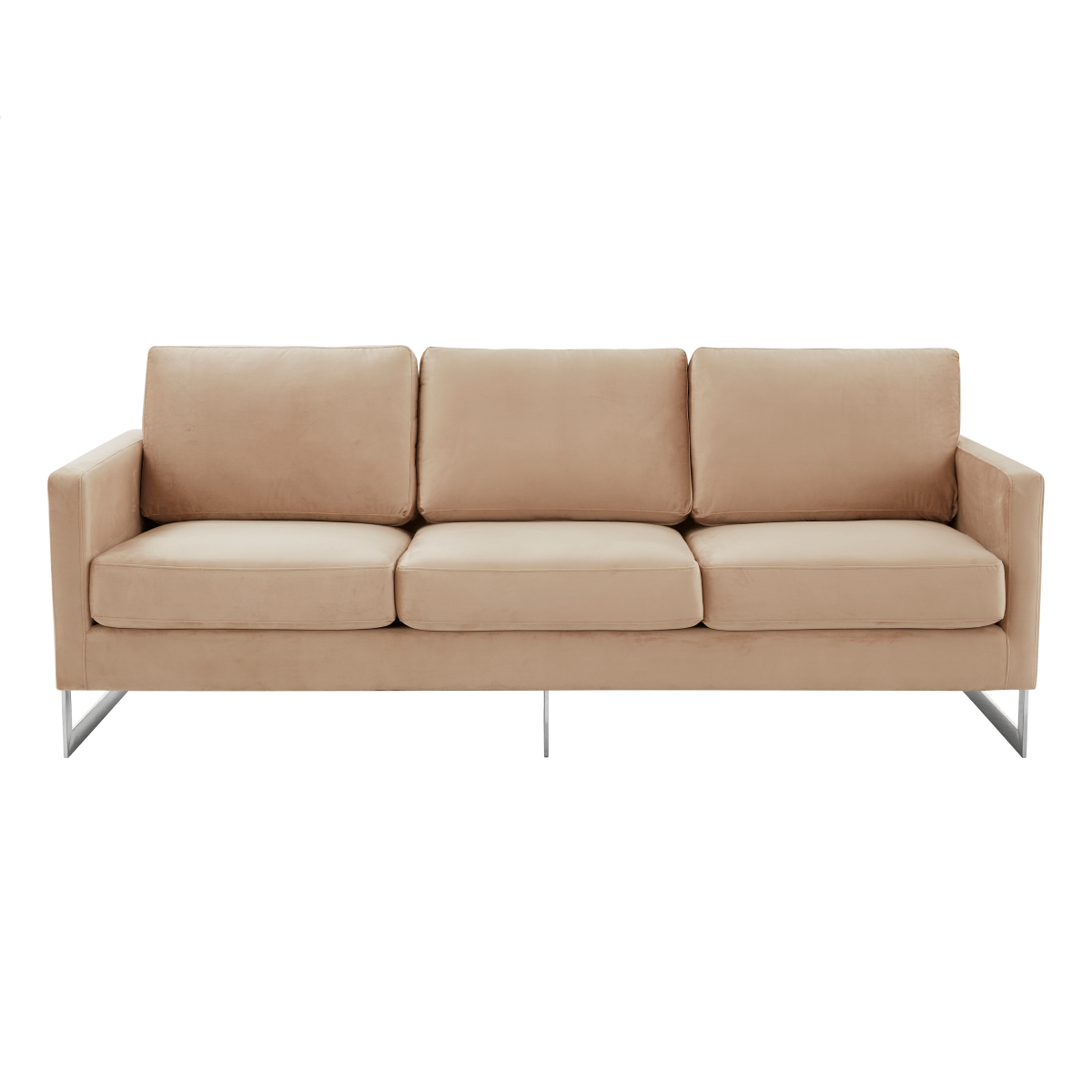 Lincoln 3 - Seater Sofa Upholstered in Velvet/Leather with Black/Silver/Gold Steel Base
