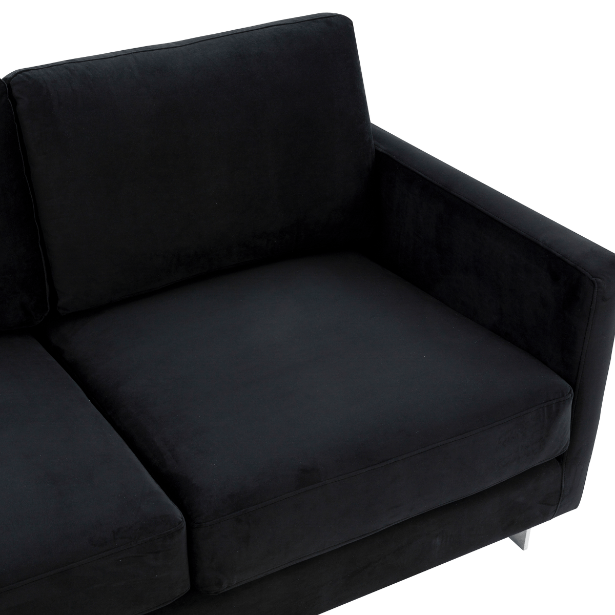 Lincoln 3 - Seater Sofa Upholstered in Velvet/Leather with Black/Silver/Gold Steel Base