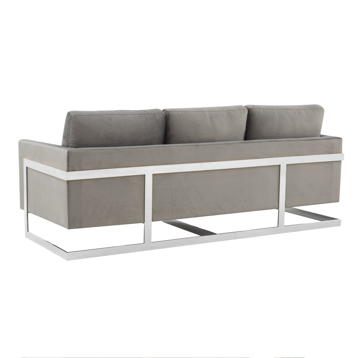 Lincoln 3 - Seater Sofa Upholstered in Velvet/Leather with Black/Silver/Gold Steel Base
