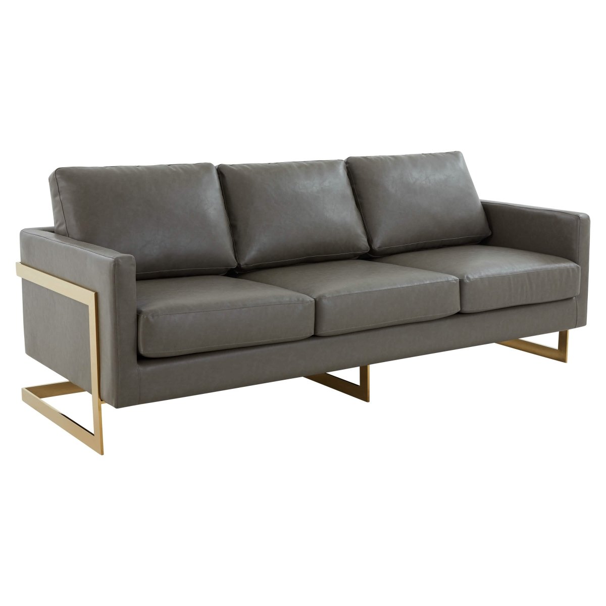 Lincoln 3 - Seater Sofa Upholstered in Velvet/Leather with Black/Silver/Gold Steel Base