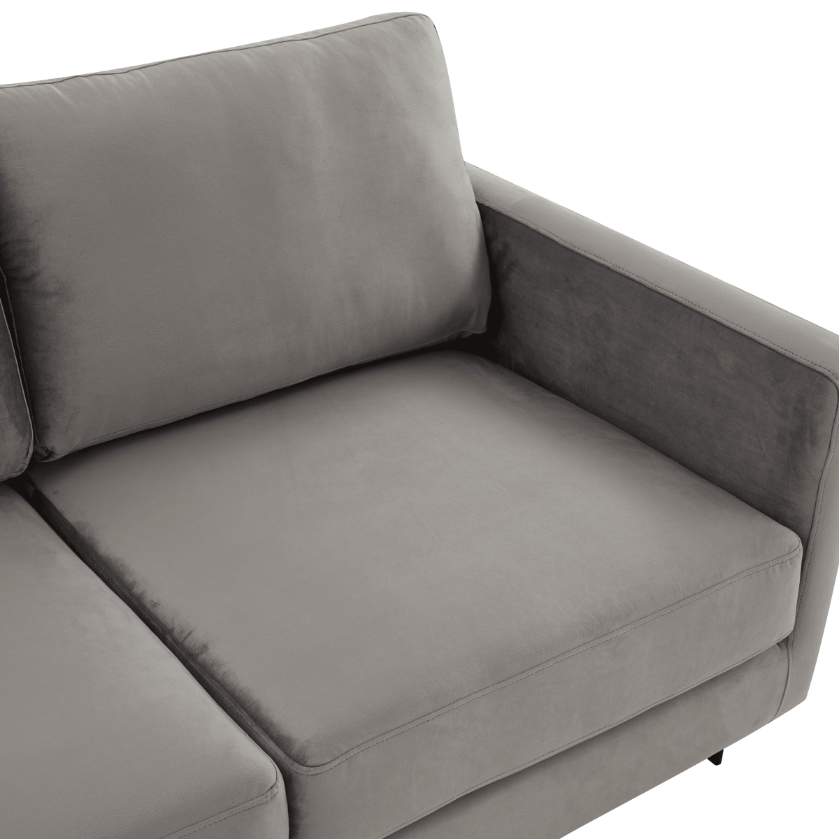 Lincoln 3 - Seater Sofa Upholstered in Velvet/Leather with Black/Silver/Gold Steel Base