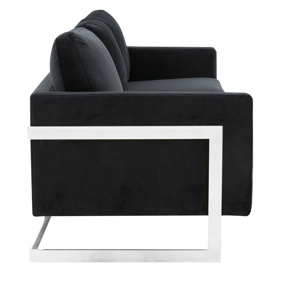 Lincoln 3 - Seater Sofa Upholstered in Velvet/Leather with Black/Silver/Gold Steel Base