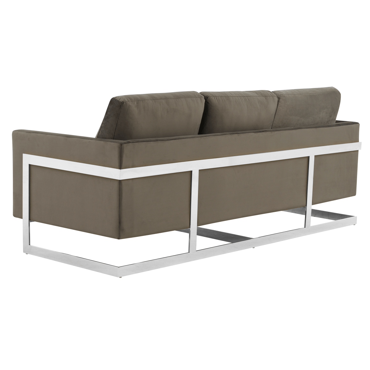 Lincoln 3 - Seater Sofa Upholstered in Velvet/Leather with Black/Silver/Gold Steel Base