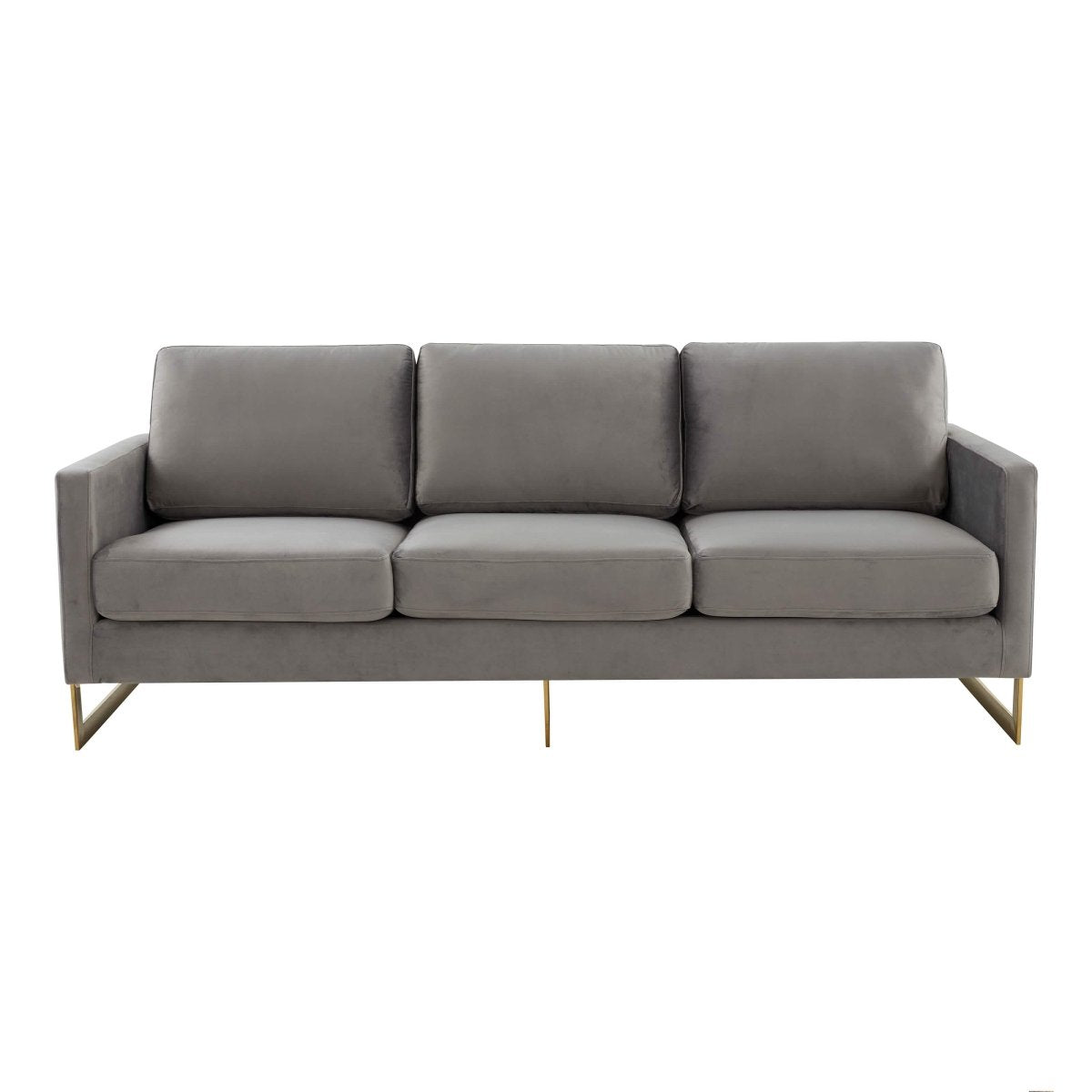 Lincoln 3 - Seater Sofa Upholstered in Velvet/Leather with Black/Silver/Gold Steel Base