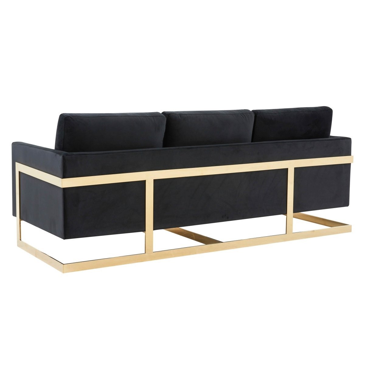 Lincoln 3 - Seater Sofa Upholstered in Velvet/Leather with Black/Silver/Gold Steel Base