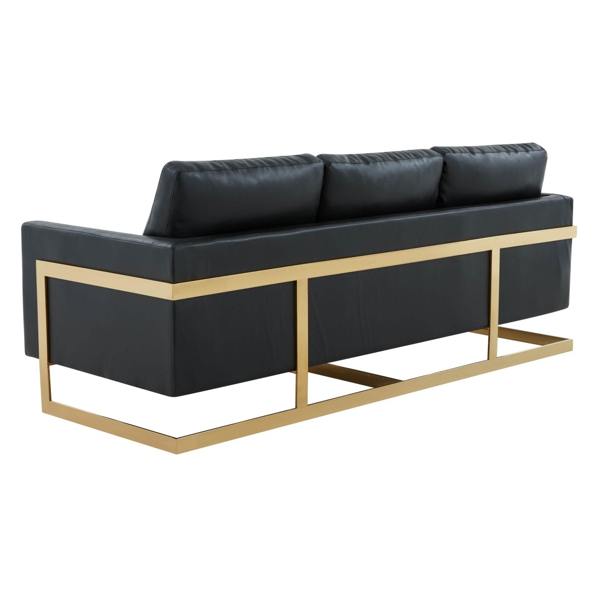 Lincoln 3 - Seater Sofa Upholstered in Velvet/Leather with Black/Silver/Gold Steel Base
