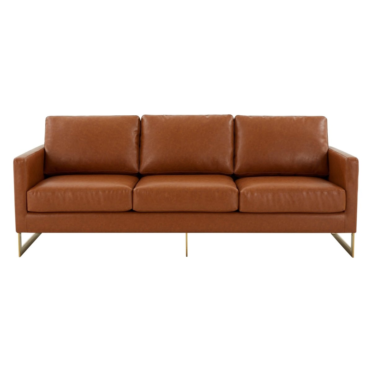 Lincoln 3 - Seater Sofa Upholstered in Velvet/Leather with Black/Silver/Gold Steel Base