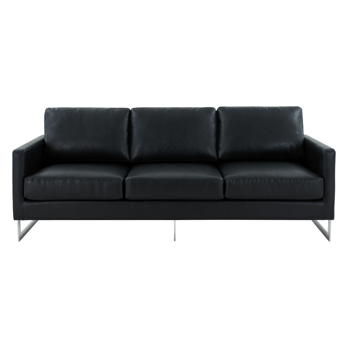 Lincoln 3 - Seater Sofa Upholstered in Velvet/Leather with Black/Silver/Gold Steel Base