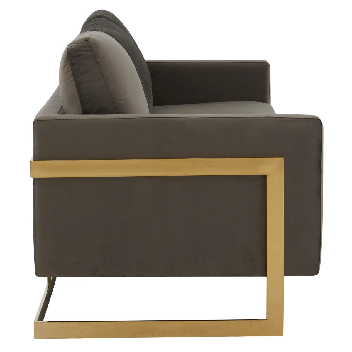 Lincoln 3 - Seater Sofa Upholstered in Velvet/Leather with Black/Silver/Gold Steel Base