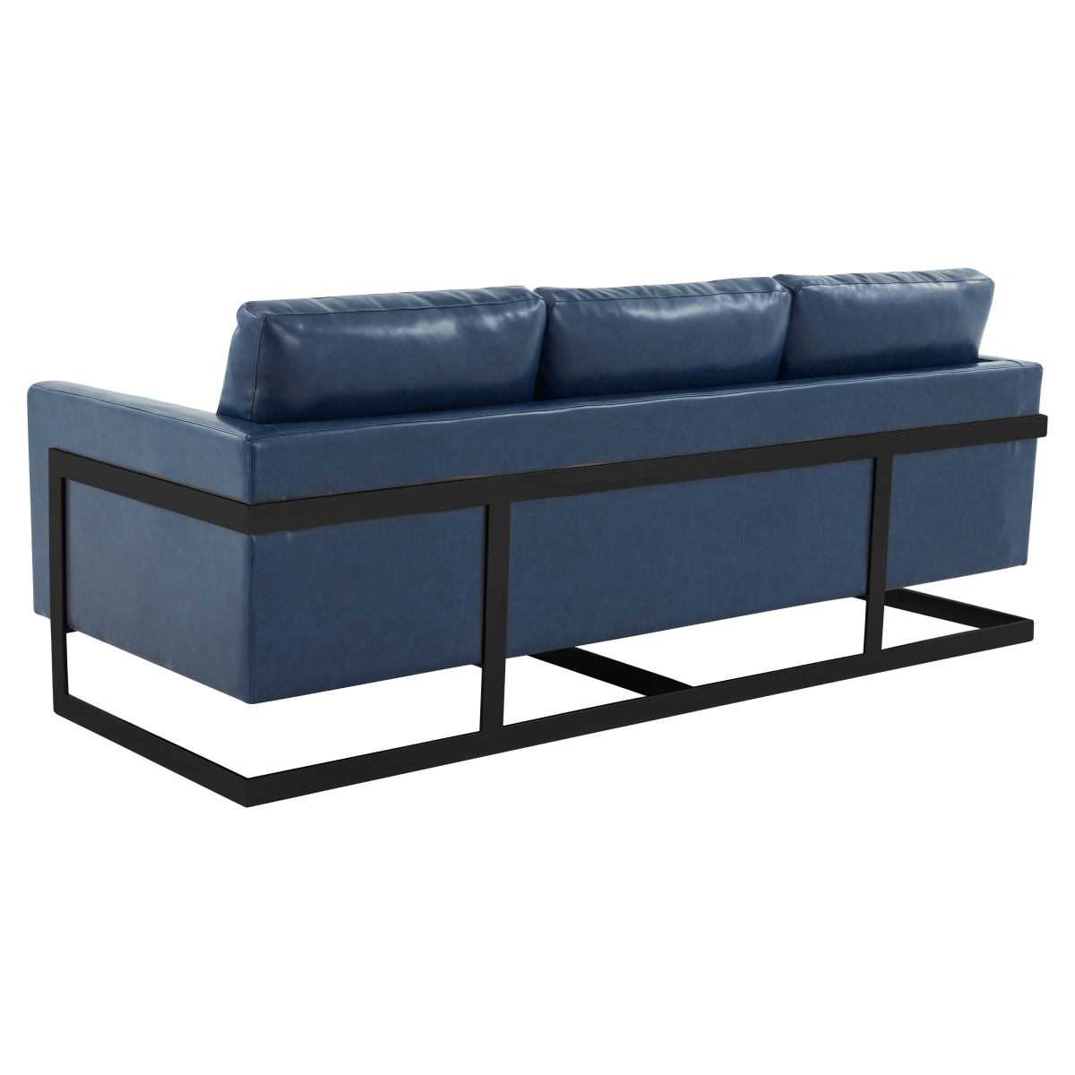 Lincoln 3 - Seater Sofa Upholstered in Velvet/Leather with Black/Silver/Gold Steel Base