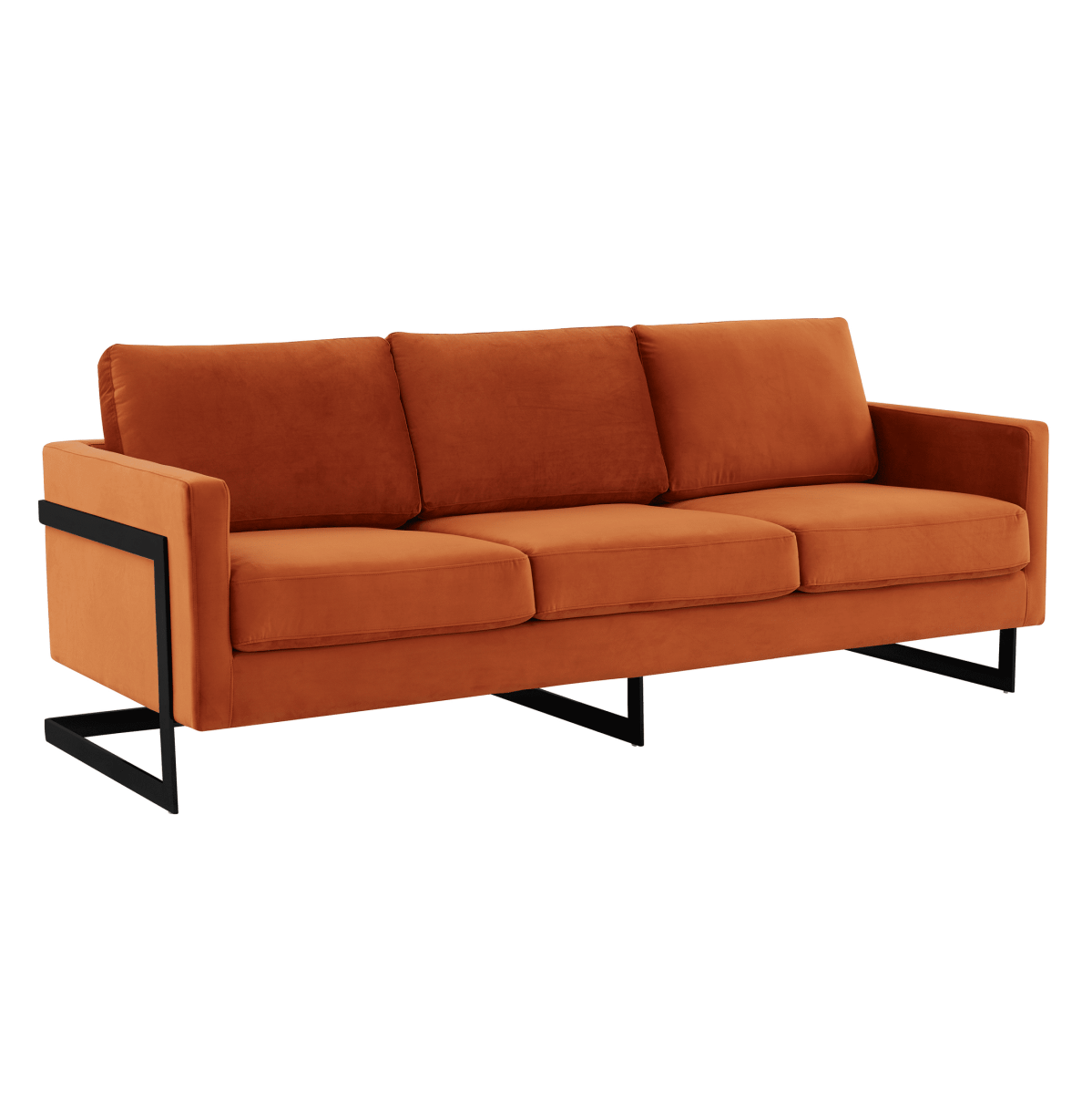 Lincoln 3 - Seater Sofa Upholstered in Velvet/Leather with Black/Silver/Gold Steel Base