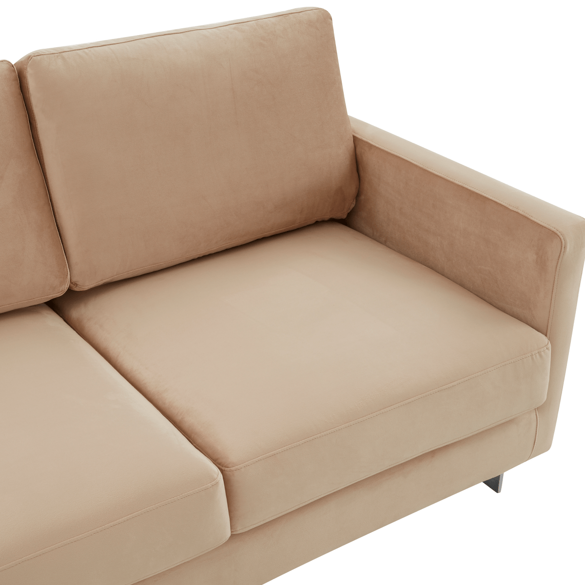 Lincoln 3 - Seater Sofa Upholstered in Velvet/Leather with Black/Silver/Gold Steel Base
