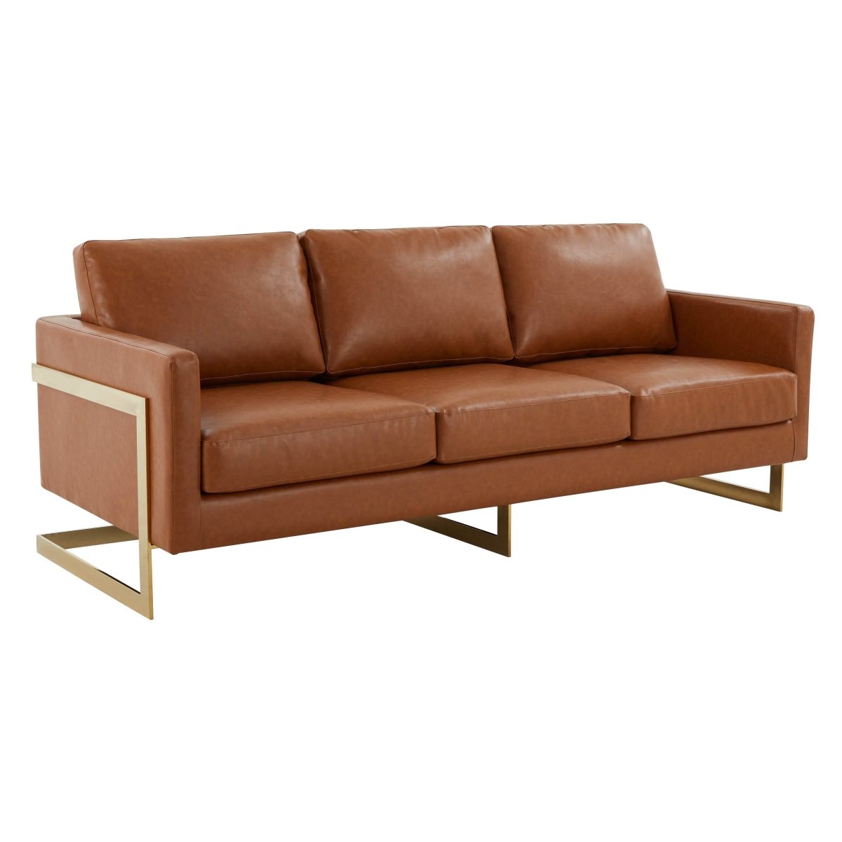 Lincoln 3 - Seater Sofa Upholstered in Velvet/Leather with Black/Silver/Gold Steel Base