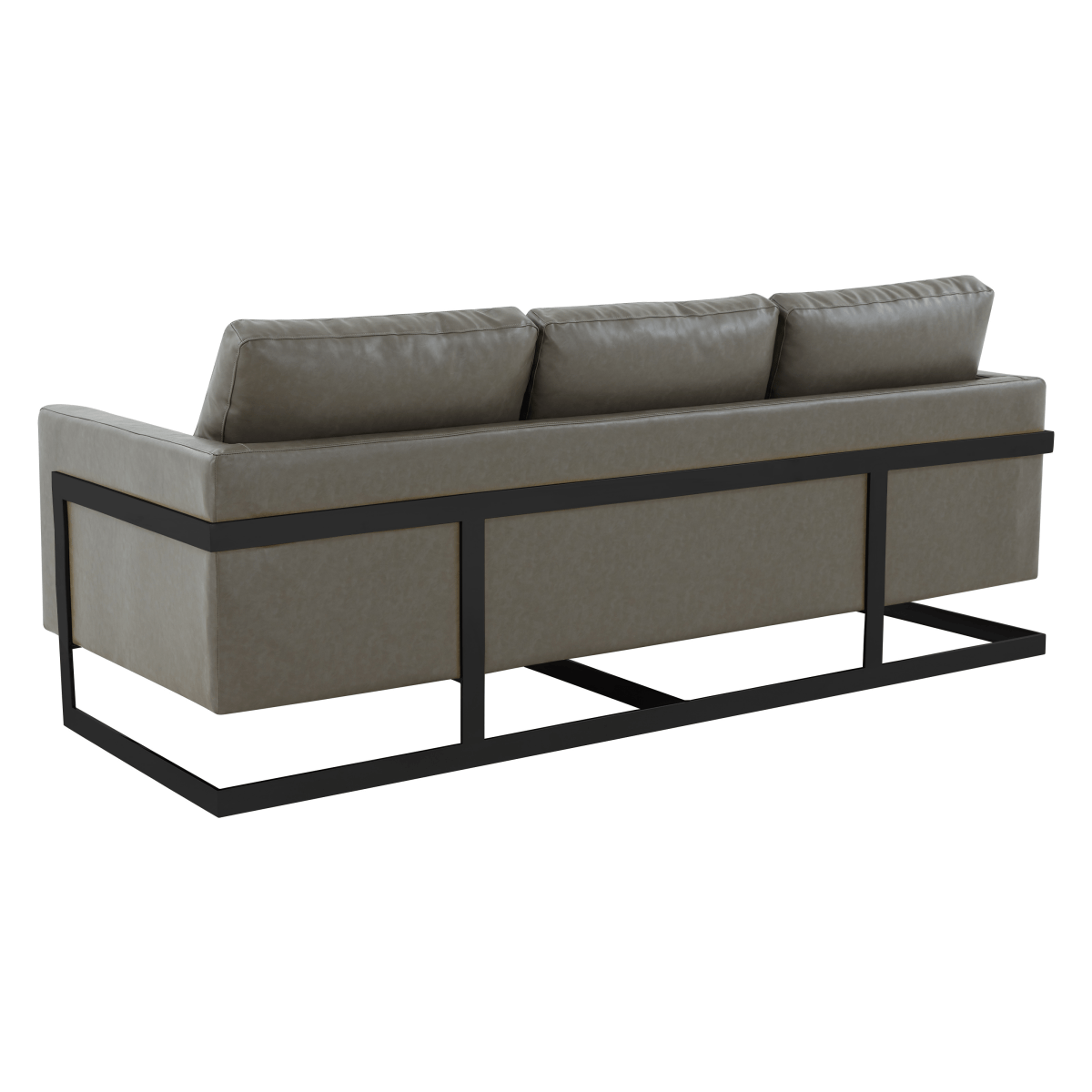 Lincoln 3 - Seater Sofa Upholstered in Velvet/Leather with Black/Silver/Gold Steel Base