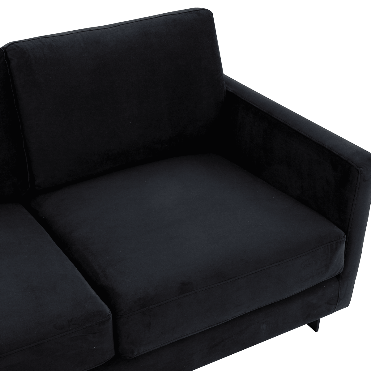 Lincoln 3 - Seater Sofa Upholstered in Velvet/Leather with Black/Silver/Gold Steel Base
