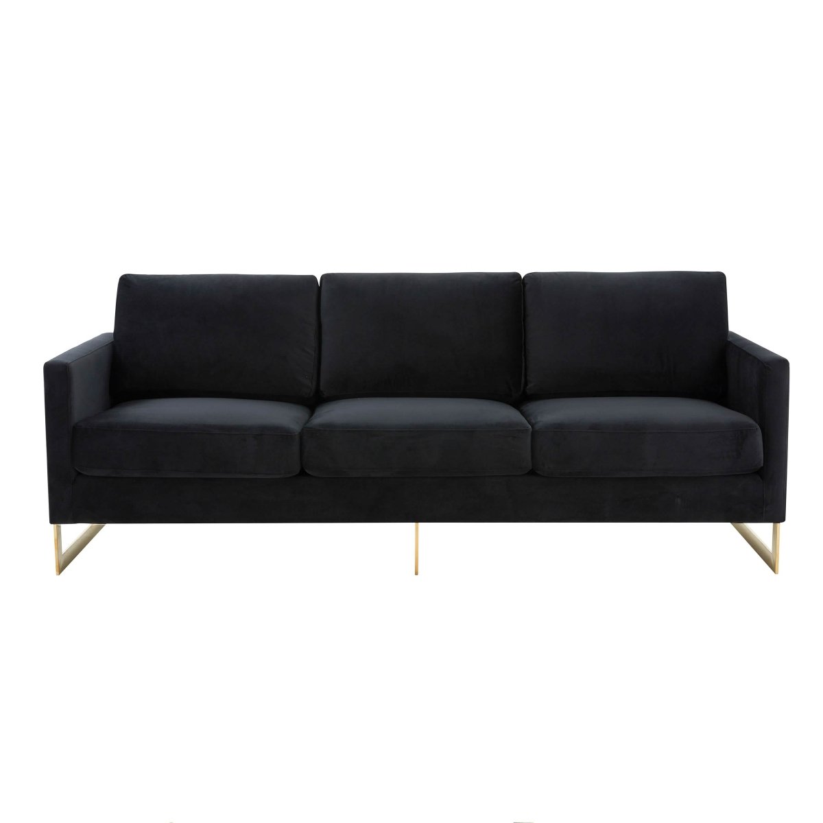 Lincoln 3 - Seater Sofa Upholstered in Velvet/Leather with Black/Silver/Gold Steel Base