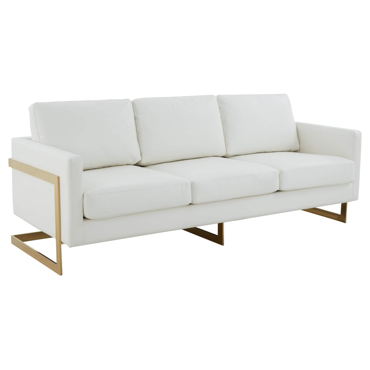Lincoln 3 - Seater Sofa Upholstered in Velvet/Leather with Black/Silver/Gold Steel Base