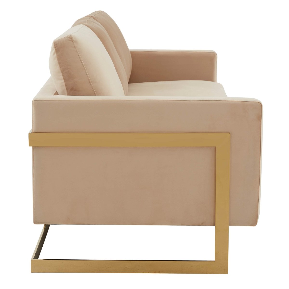 Lincoln 3 - Seater Sofa Upholstered in Velvet/Leather with Black/Silver/Gold Steel Base
