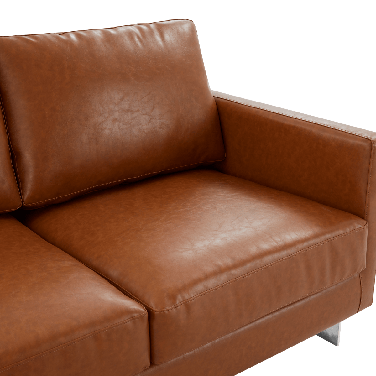 Lincoln 3 - Seater Sofa Upholstered in Velvet/Leather with Black/Silver/Gold Steel Base