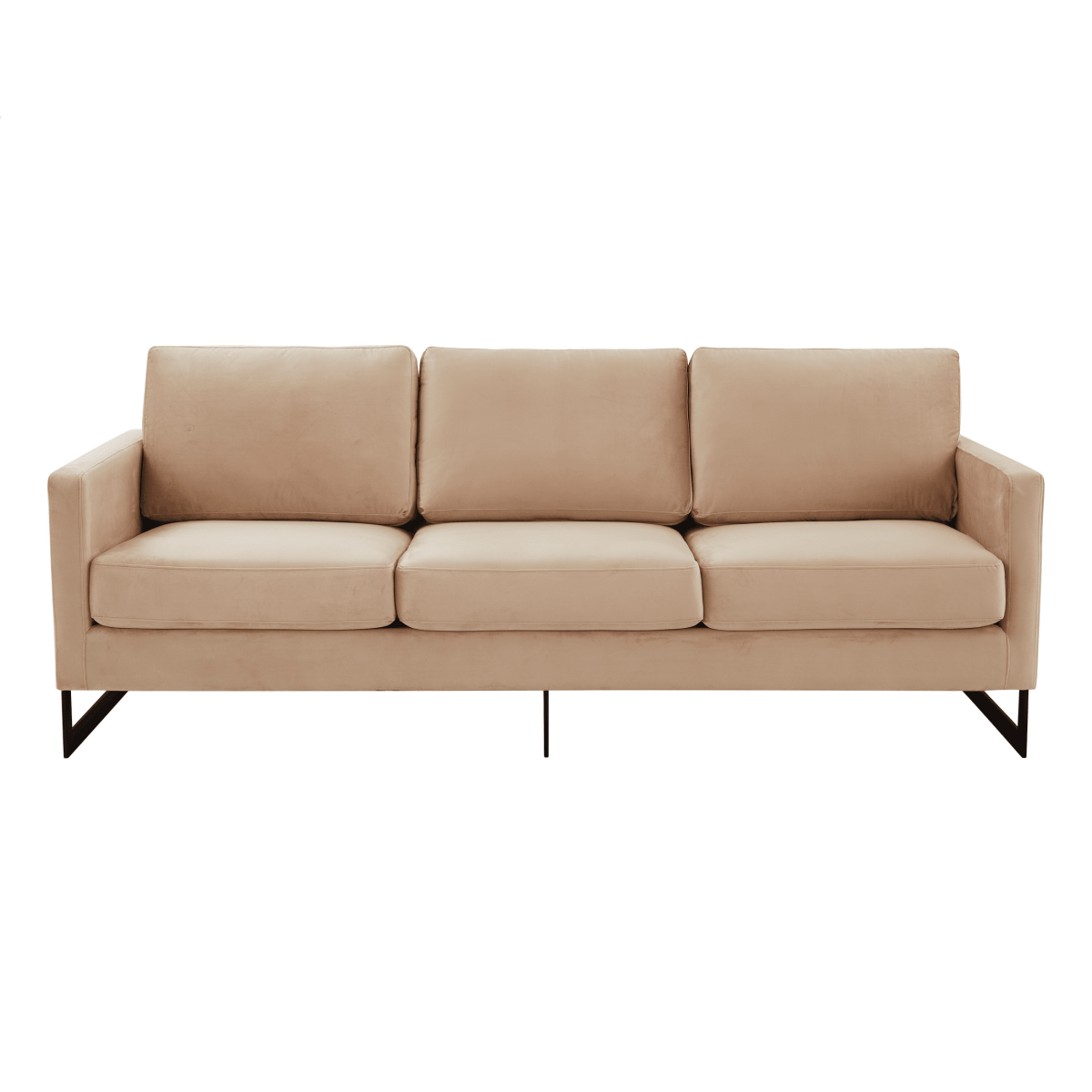 Lincoln 3 - Seater Sofa Upholstered in Velvet/Leather with Black/Silver/Gold Steel Base