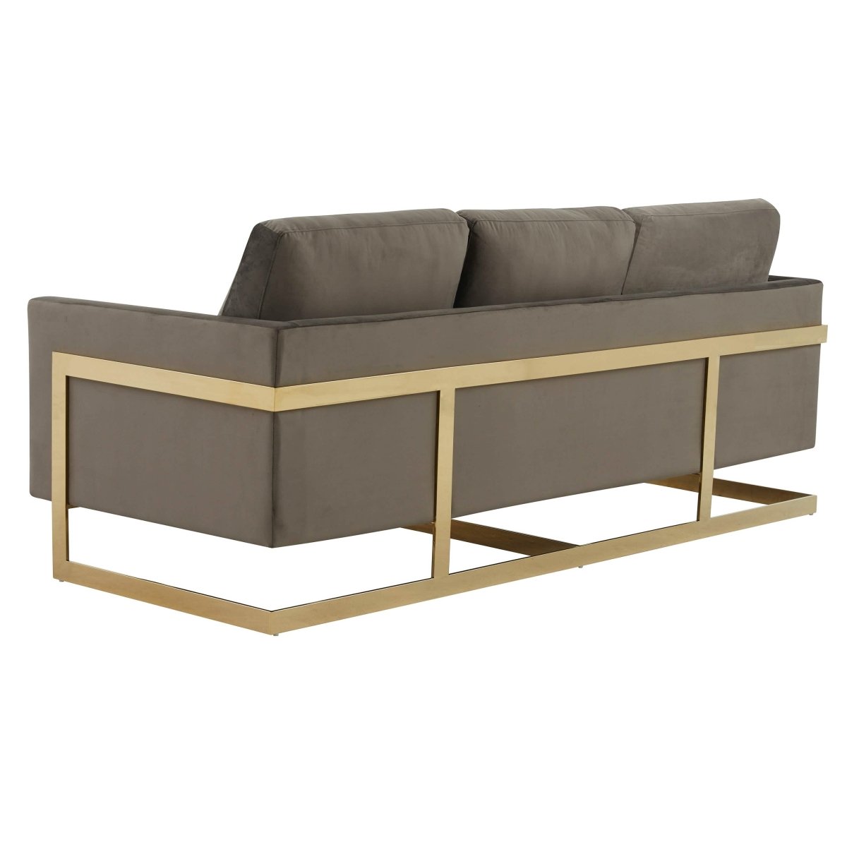 Lincoln 3 - Seater Sofa Upholstered in Velvet/Leather with Black/Silver/Gold Steel Base