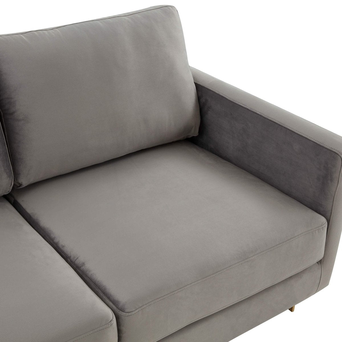 Lincoln 3 - Seater Sofa Upholstered in Velvet/Leather with Black/Silver/Gold Steel Base