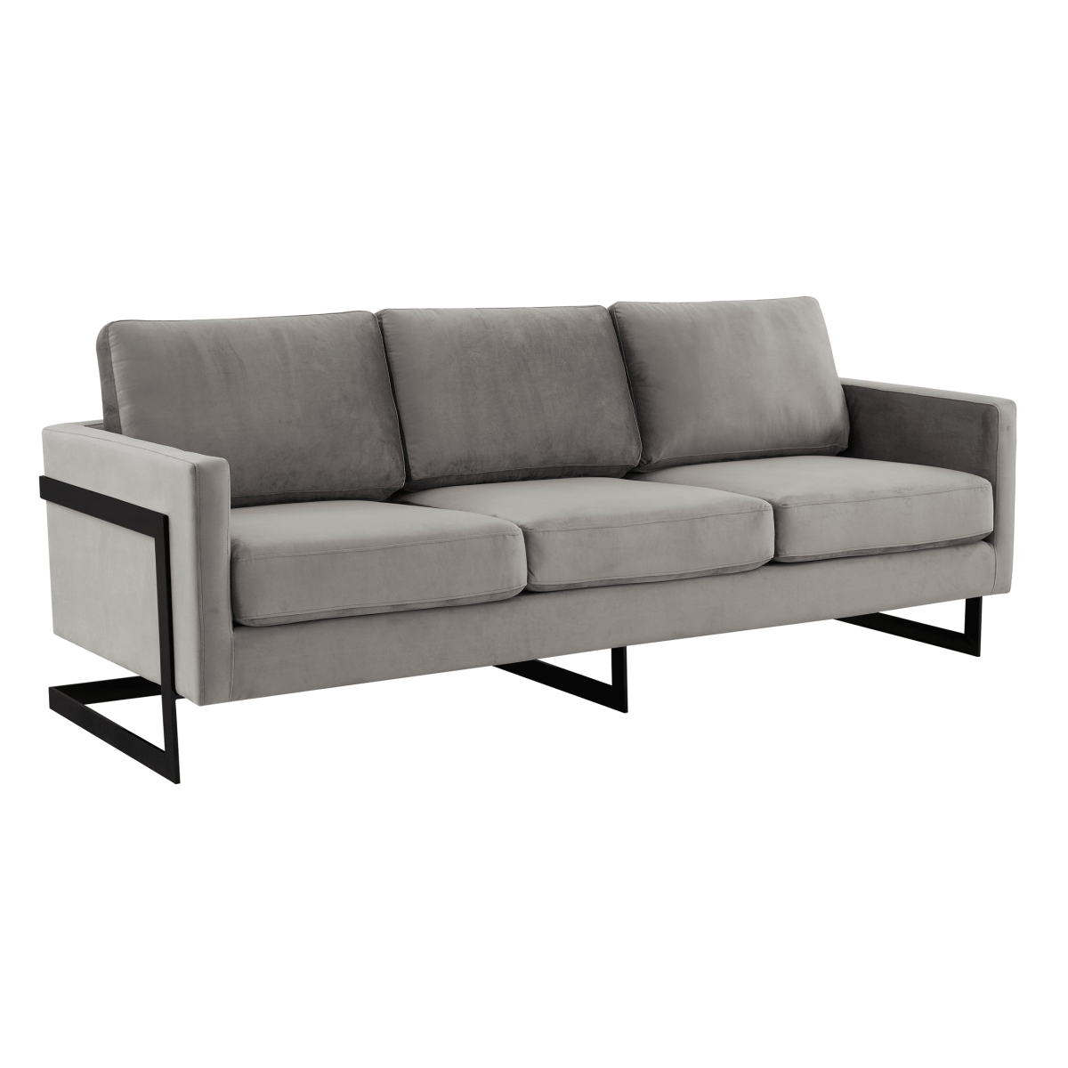 Lincoln 3 - Seater Sofa Upholstered in Velvet/Leather with Black/Silver/Gold Steel Base
