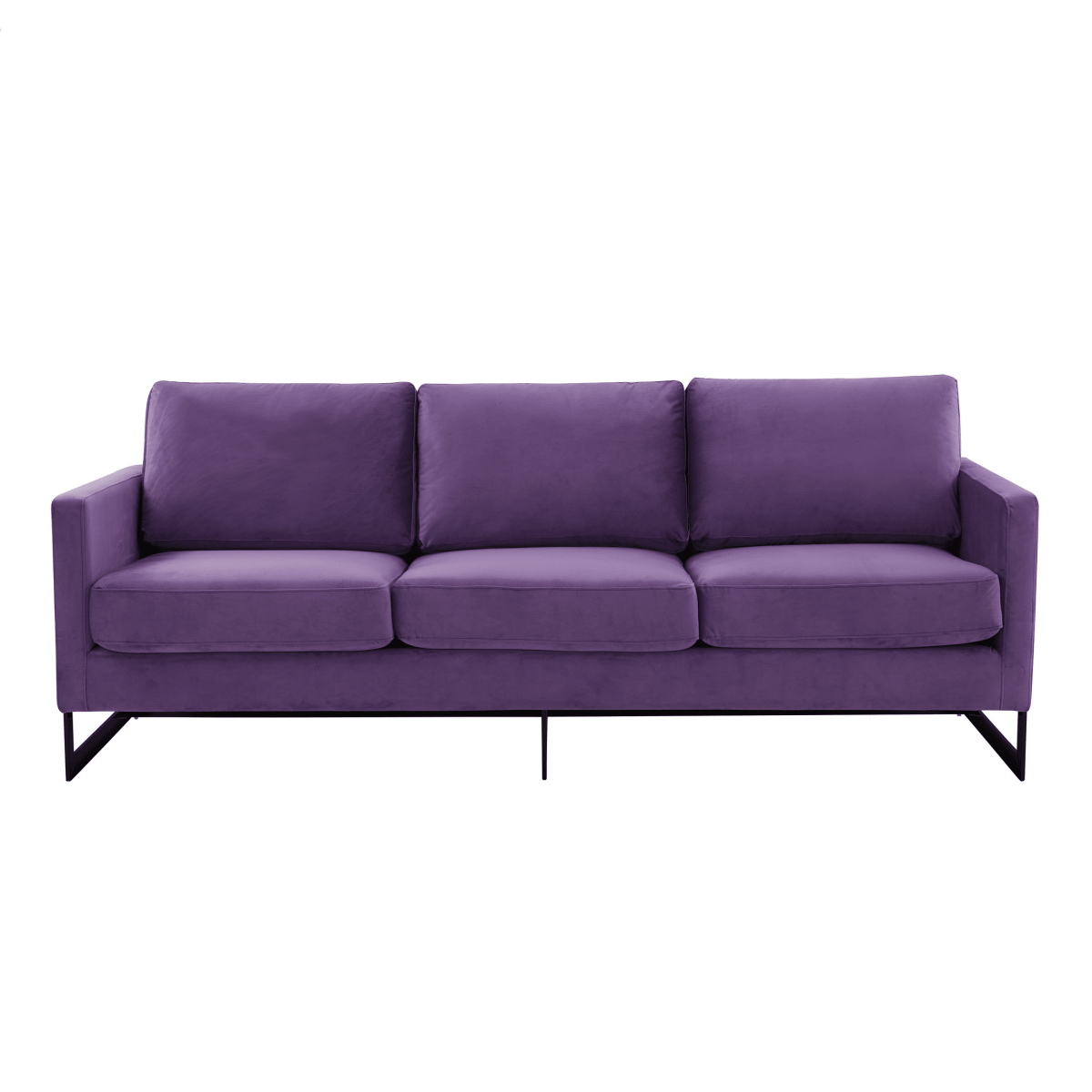 Lincoln 3 - Seater Sofa Upholstered in Velvet/Leather with Black/Silver/Gold Steel Base