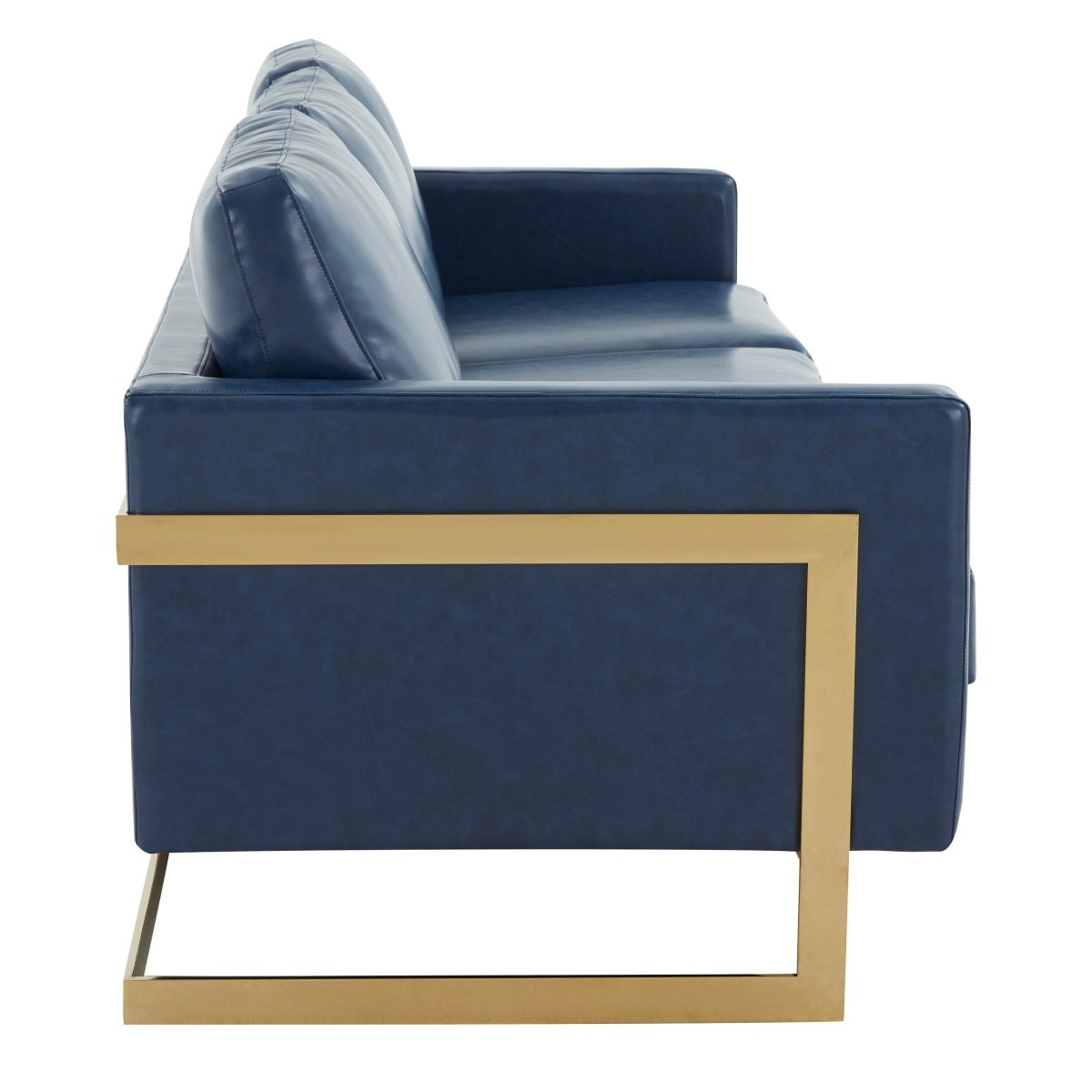 Lincoln 3 - Seater Sofa Upholstered in Velvet/Leather with Black/Silver/Gold Steel Base