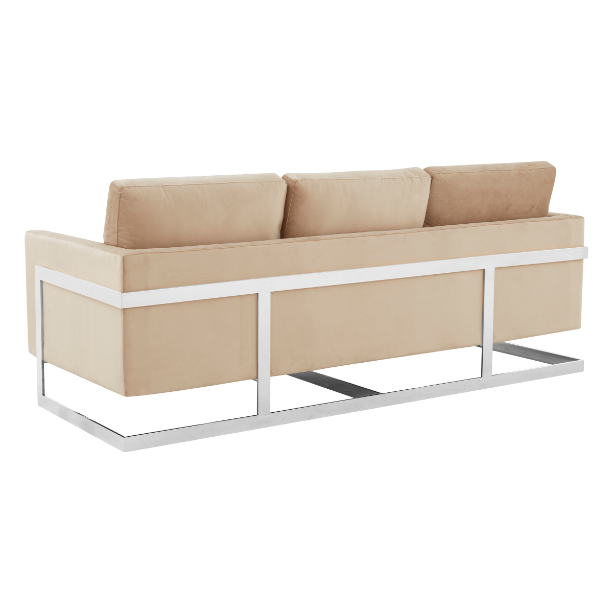 Lincoln 3 - Seater Sofa Upholstered in Velvet/Leather with Black/Silver/Gold Steel Base