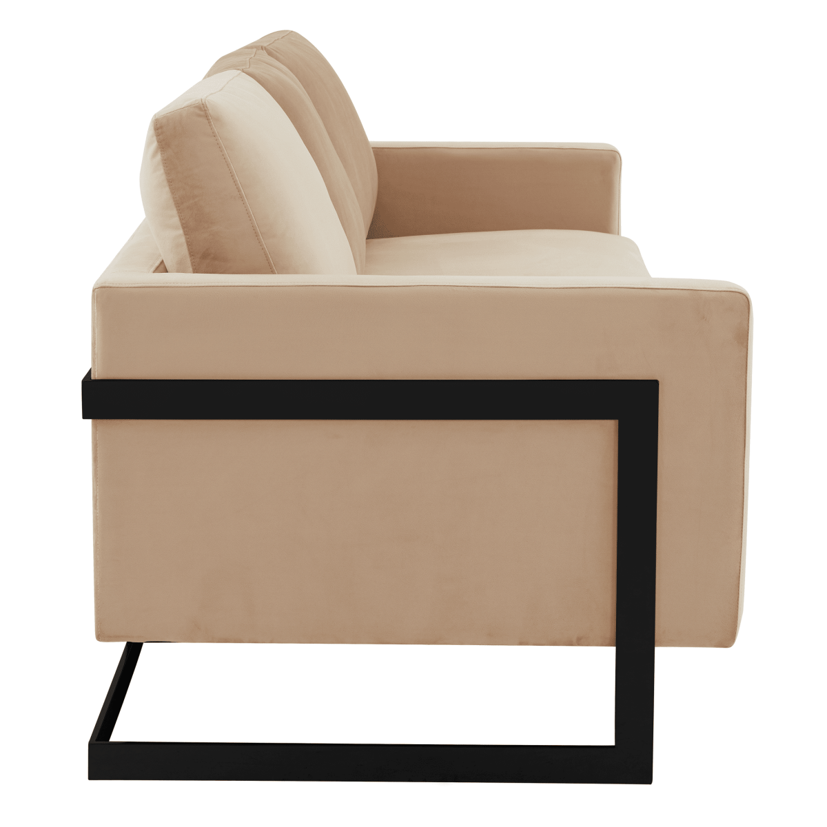 Lincoln 3 - Seater Sofa Upholstered in Velvet/Leather with Black/Silver/Gold Steel Base