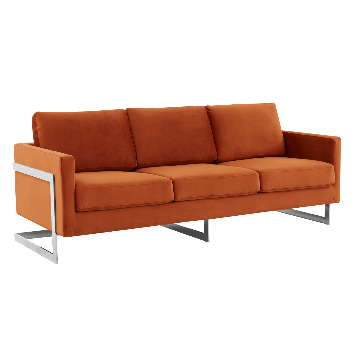 Lincoln 3 - Seater Sofa Upholstered in Velvet/Leather with Black/Silver/Gold Steel Base