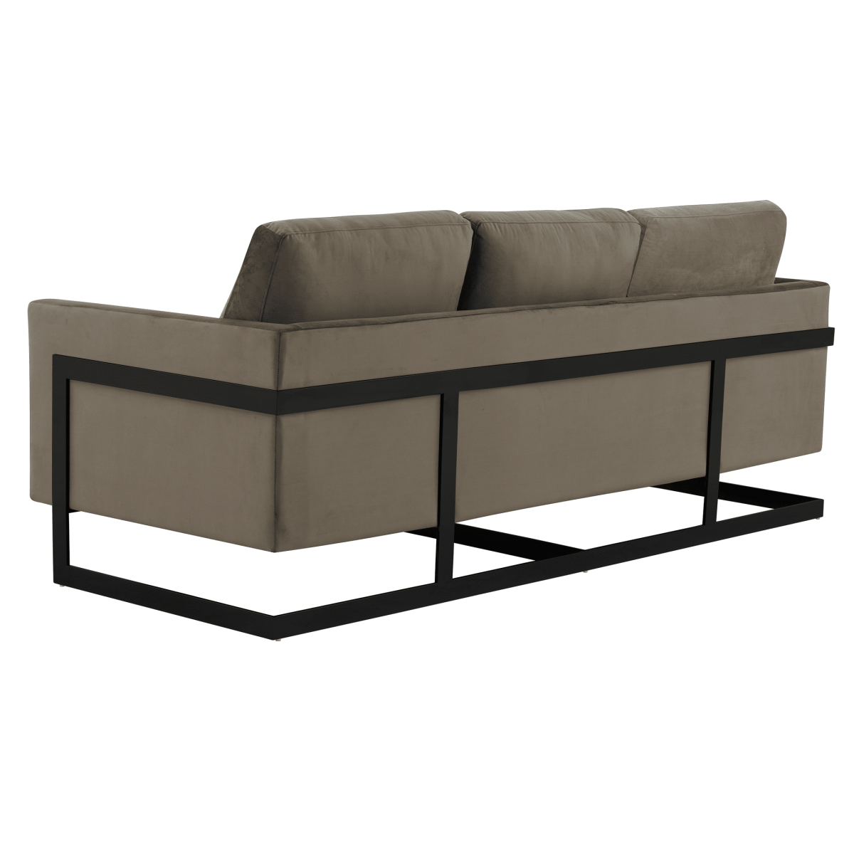 Lincoln 3 - Seater Sofa Upholstered in Velvet/Leather with Black/Silver/Gold Steel Base