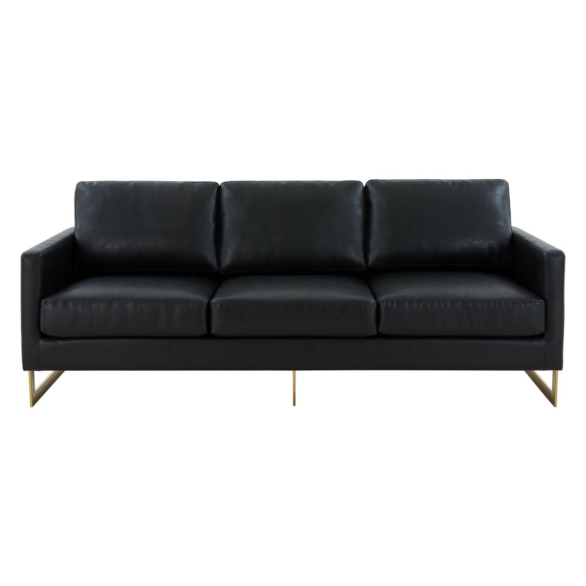 Lincoln 3 - Seater Sofa Upholstered in Velvet/Leather with Black/Silver/Gold Steel Base