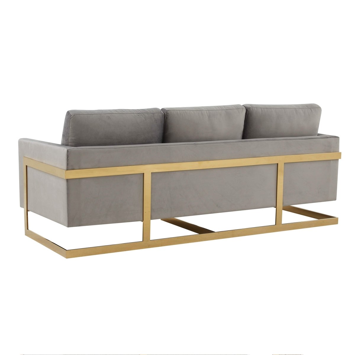 Lincoln 3 - Seater Sofa Upholstered in Velvet/Leather with Black/Silver/Gold Steel Base