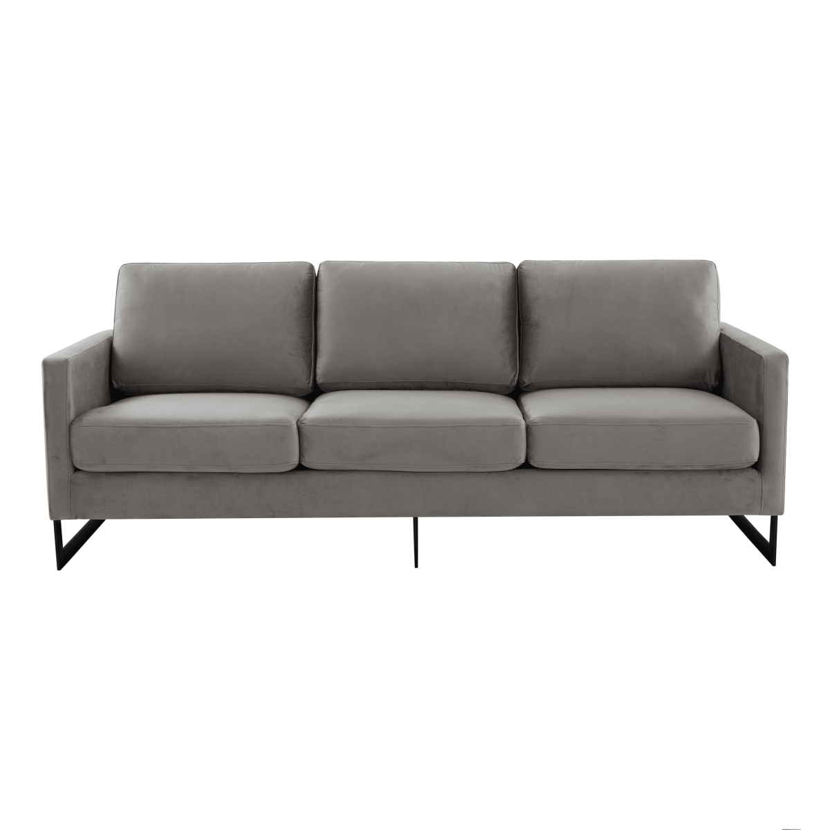 Lincoln 3 - Seater Sofa Upholstered in Velvet/Leather with Black/Silver/Gold Steel Base