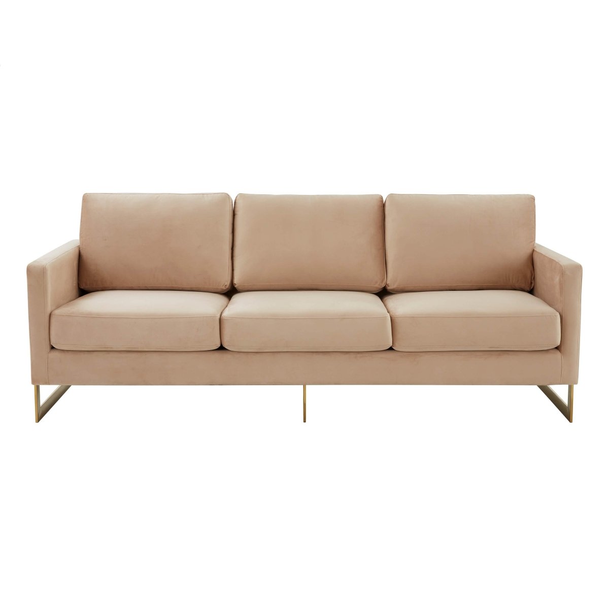 Lincoln 3 - Seater Sofa Upholstered in Velvet/Leather with Black/Silver/Gold Steel Base