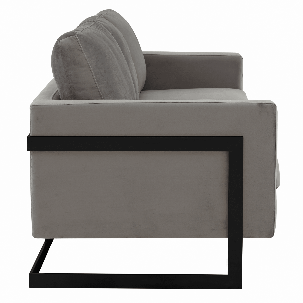 Lincoln 3 - Seater Sofa Upholstered in Velvet/Leather with Black/Silver/Gold Steel Base