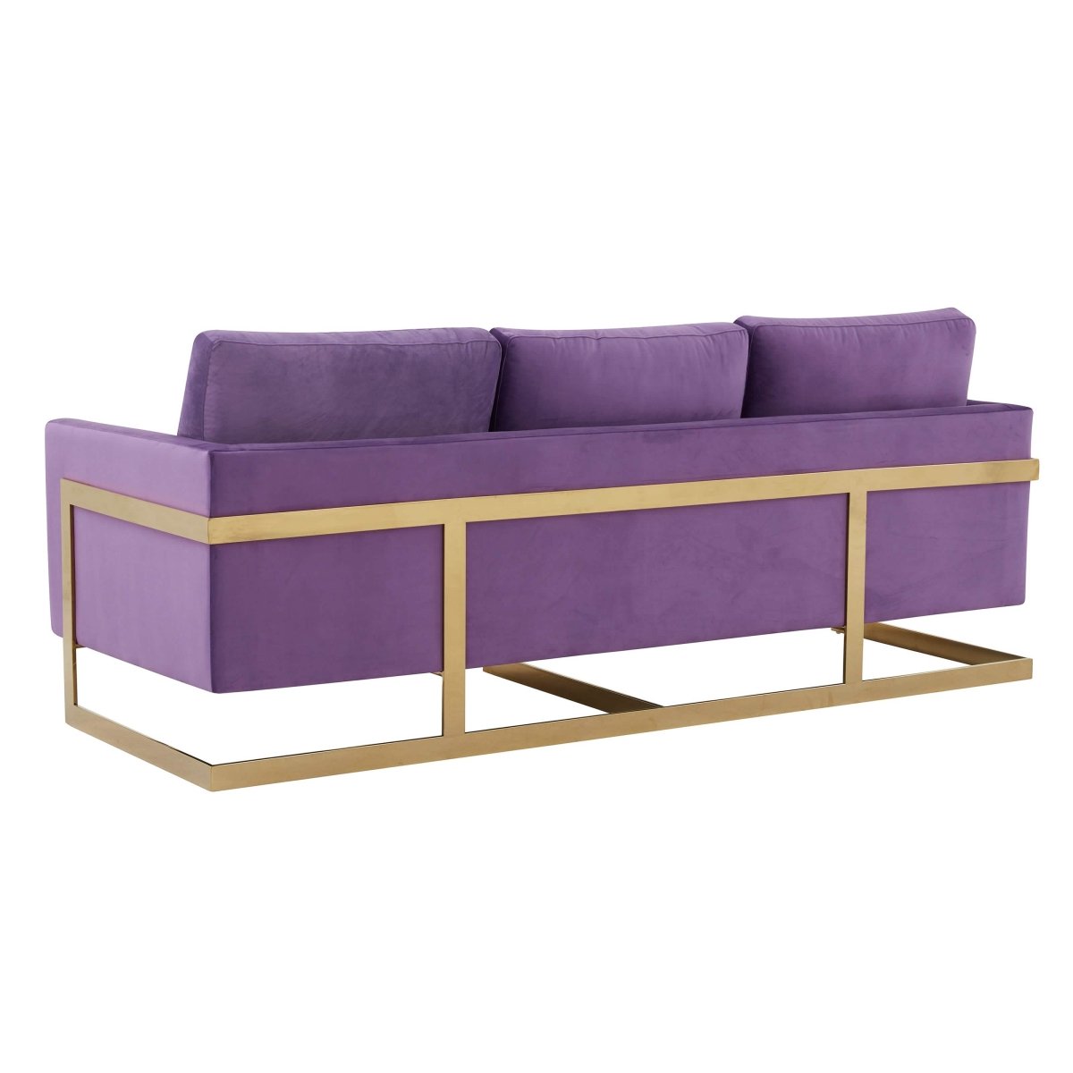 Lincoln 3 - Seater Sofa Upholstered in Velvet/Leather with Black/Silver/Gold Steel Base