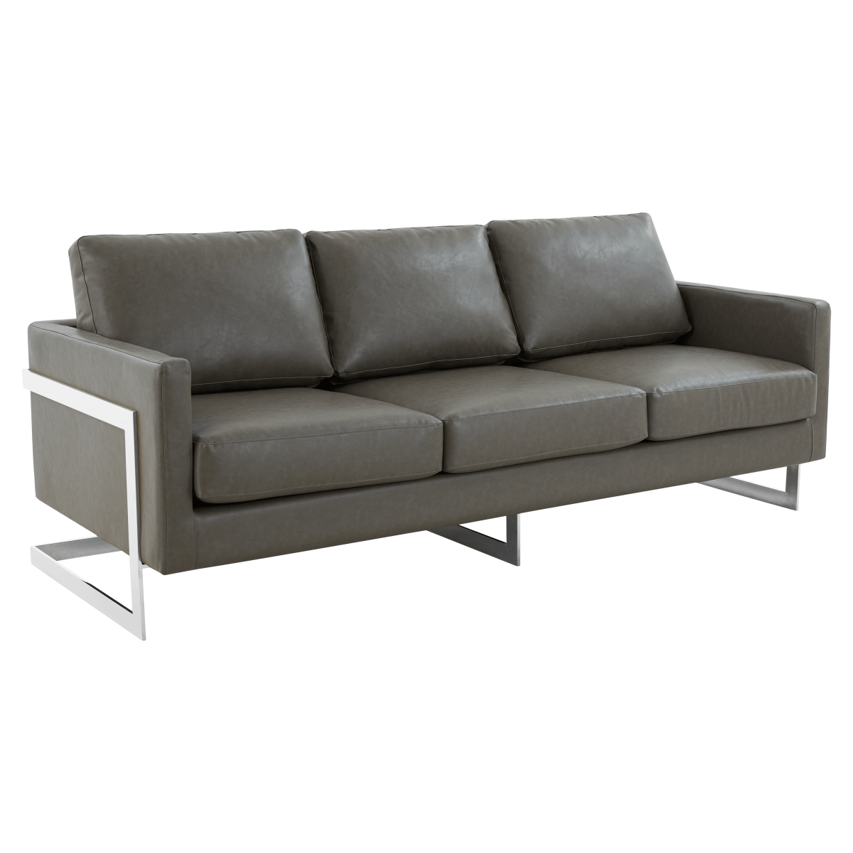 Lincoln 3 - Seater Sofa Upholstered in Velvet/Leather with Black/Silver/Gold Steel Base
