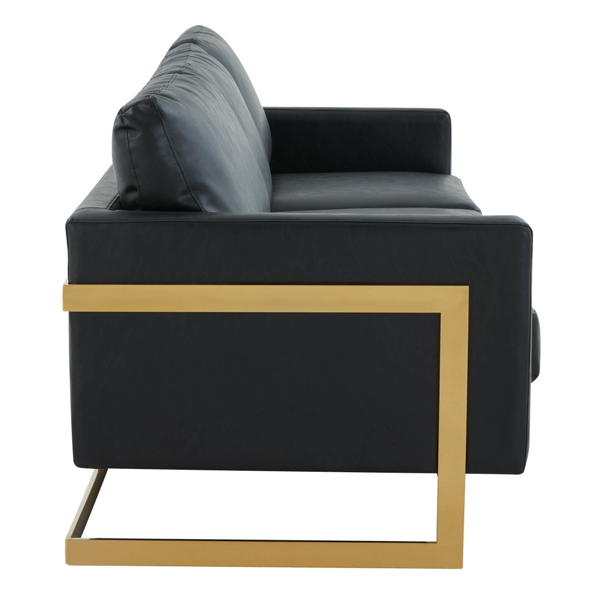 Lincoln 3 - Seater Sofa Upholstered in Velvet/Leather with Black/Silver/Gold Steel Base