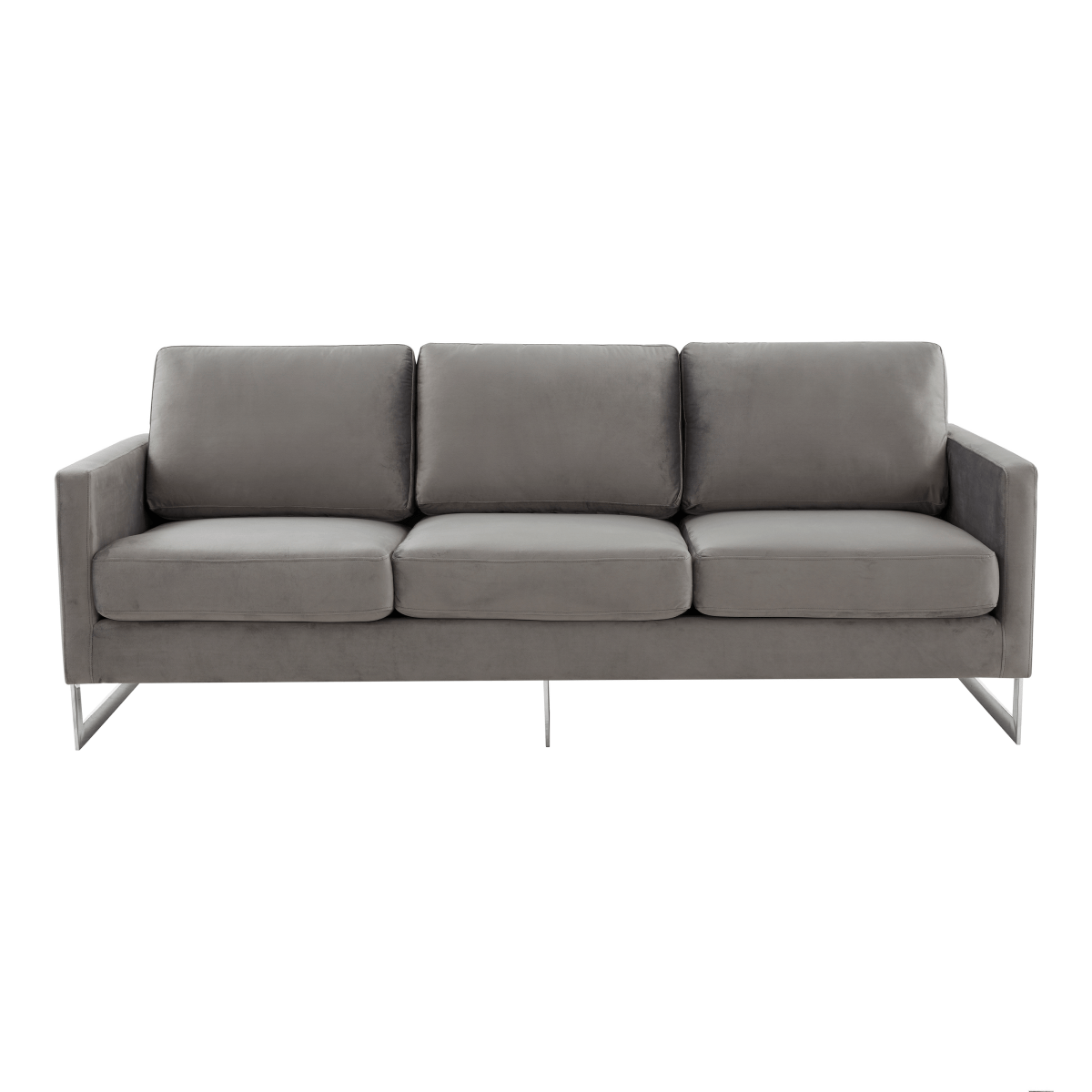 Lincoln 3 - Seater Sofa Upholstered in Velvet/Leather with Black/Silver/Gold Steel Base