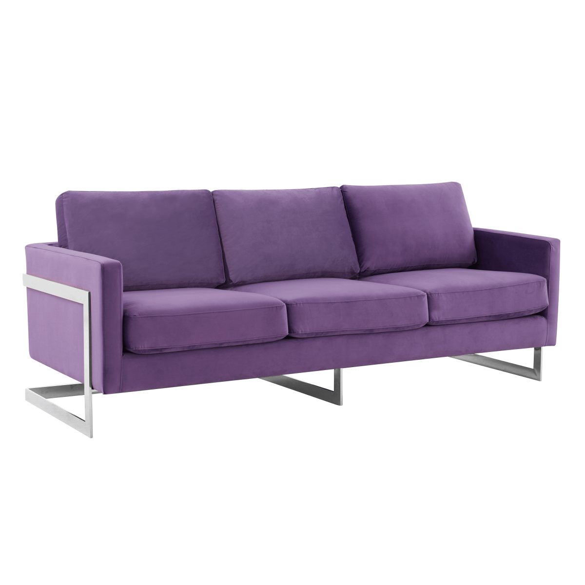 Lincoln 3 - Seater Sofa Upholstered in Velvet/Leather with Black/Silver/Gold Steel Base