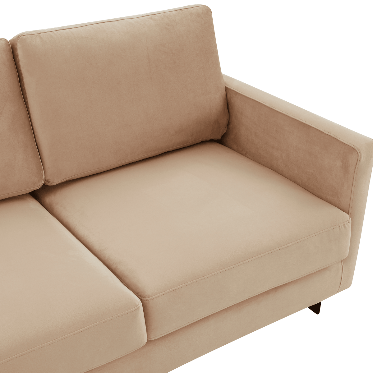 Lincoln 3 - Seater Sofa Upholstered in Velvet/Leather with Black/Silver/Gold Steel Base