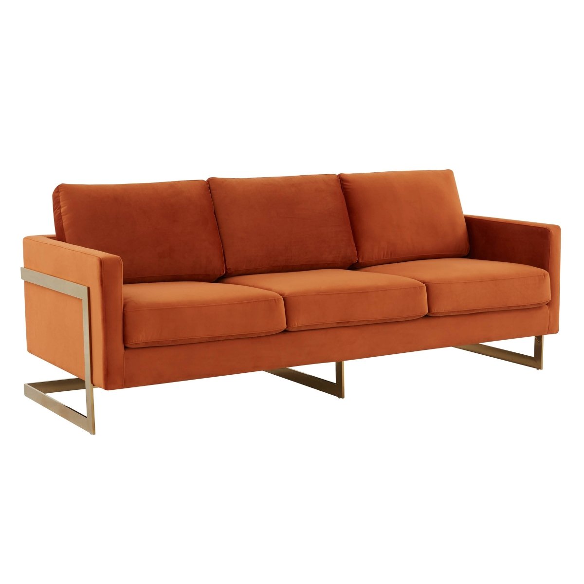 Lincoln 3 - Seater Sofa Upholstered in Velvet/Leather with Black/Silver/Gold Steel Base