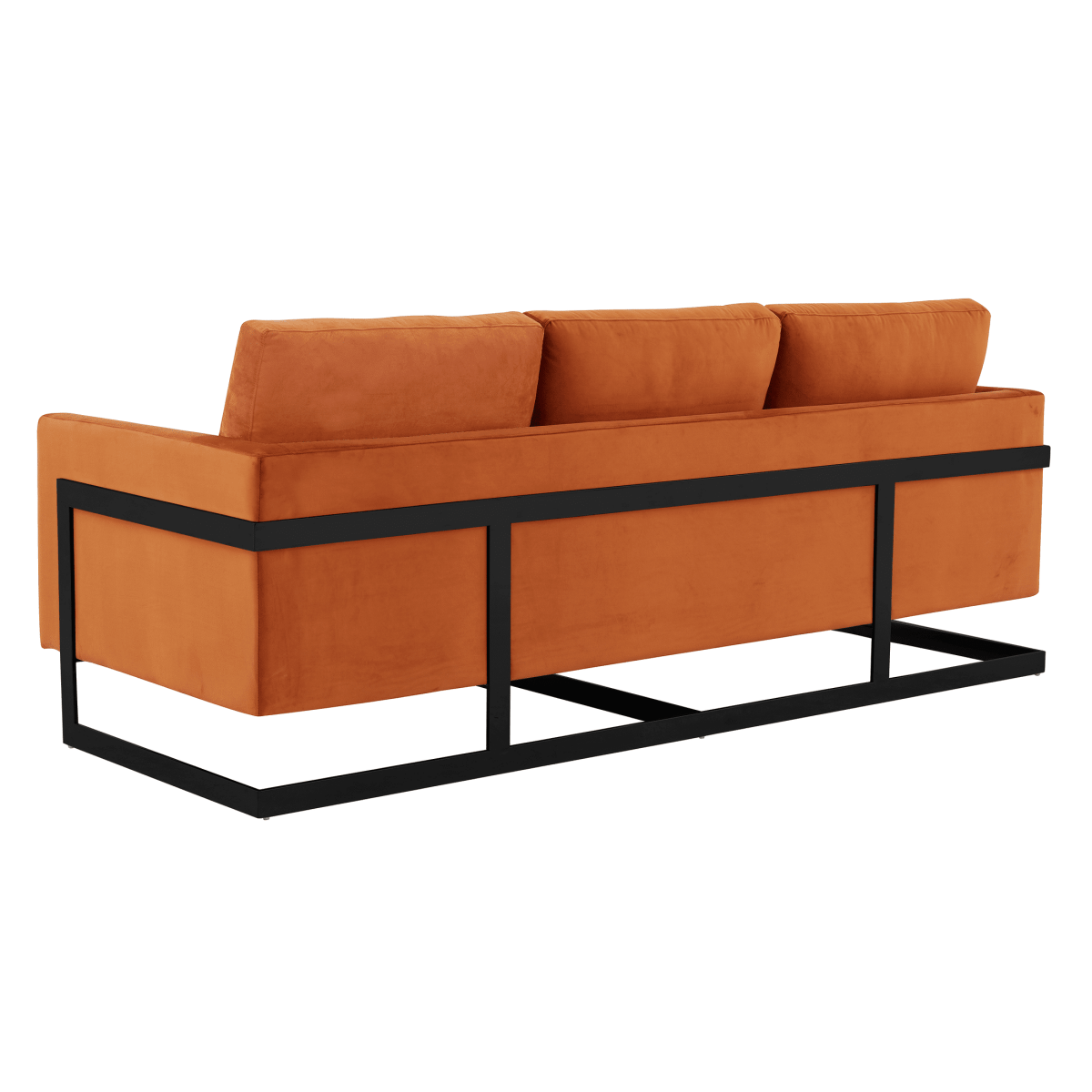 Lincoln 3 - Seater Sofa Upholstered in Velvet/Leather with Black/Silver/Gold Steel Base