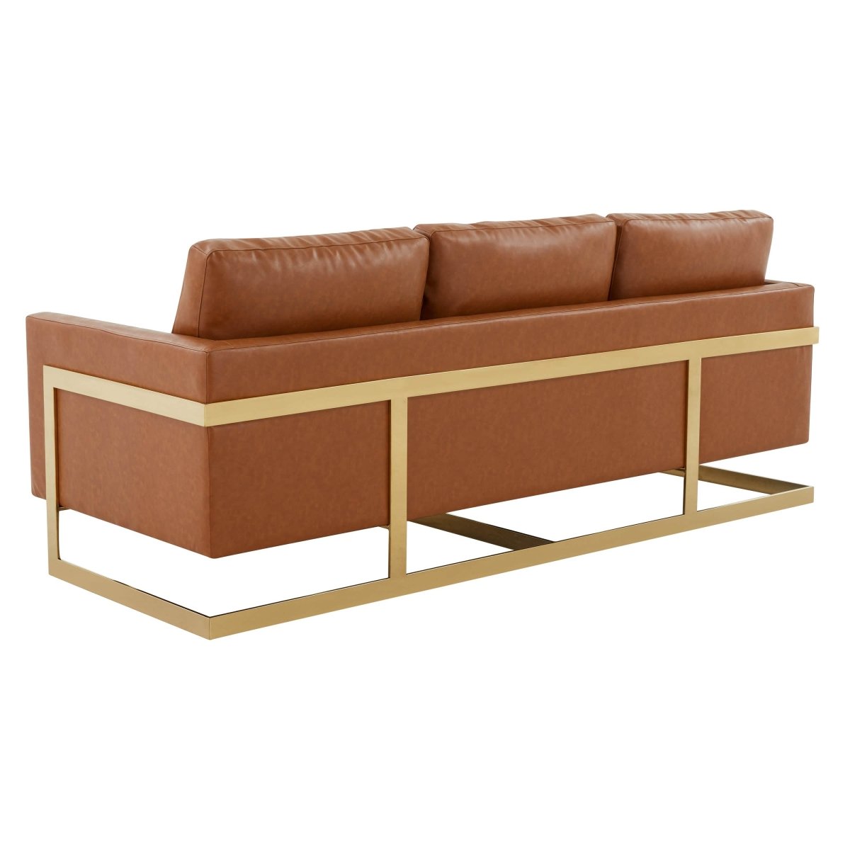 Lincoln 3 - Seater Sofa Upholstered in Velvet/Leather with Black/Silver/Gold Steel Base