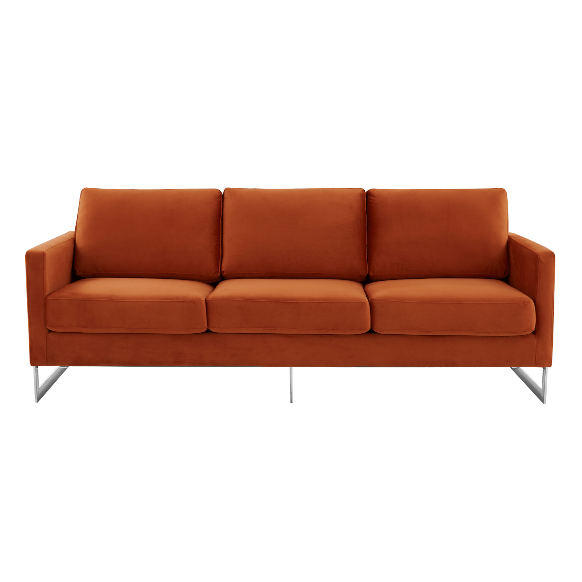 Lincoln 3 - Seater Sofa Upholstered in Velvet/Leather with Black/Silver/Gold Steel Base
